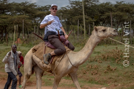 nick on his camel, thinking a towel down his pants would help!